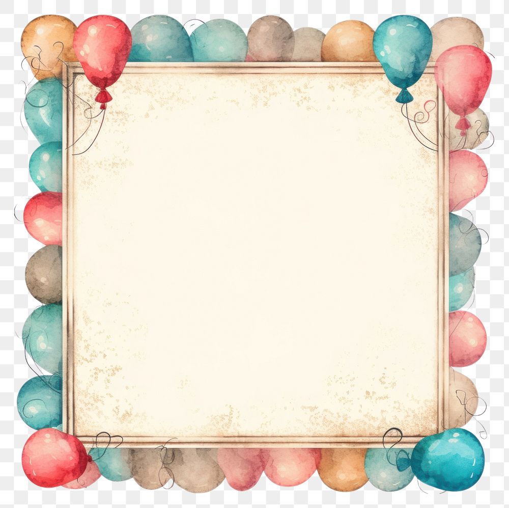 PNG Vintage balloon square frame backgrounds paper text.