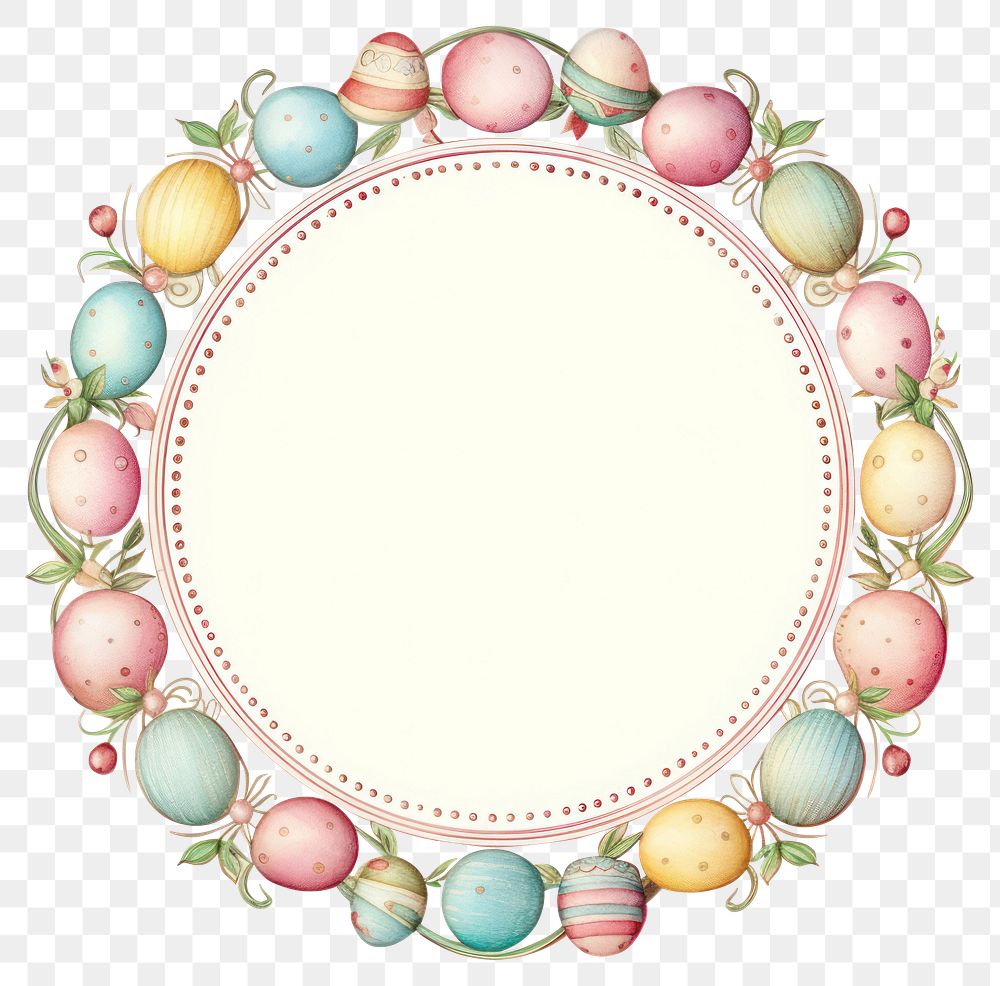 PNG Vintage easter circle frame egg white background celebration.