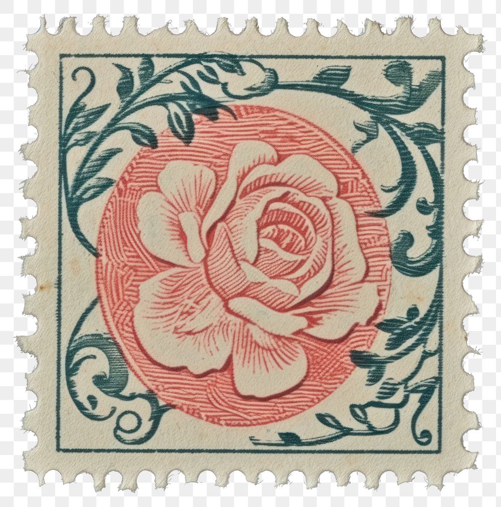 PNG  Vintage postage stamp pattern art calligraphy.