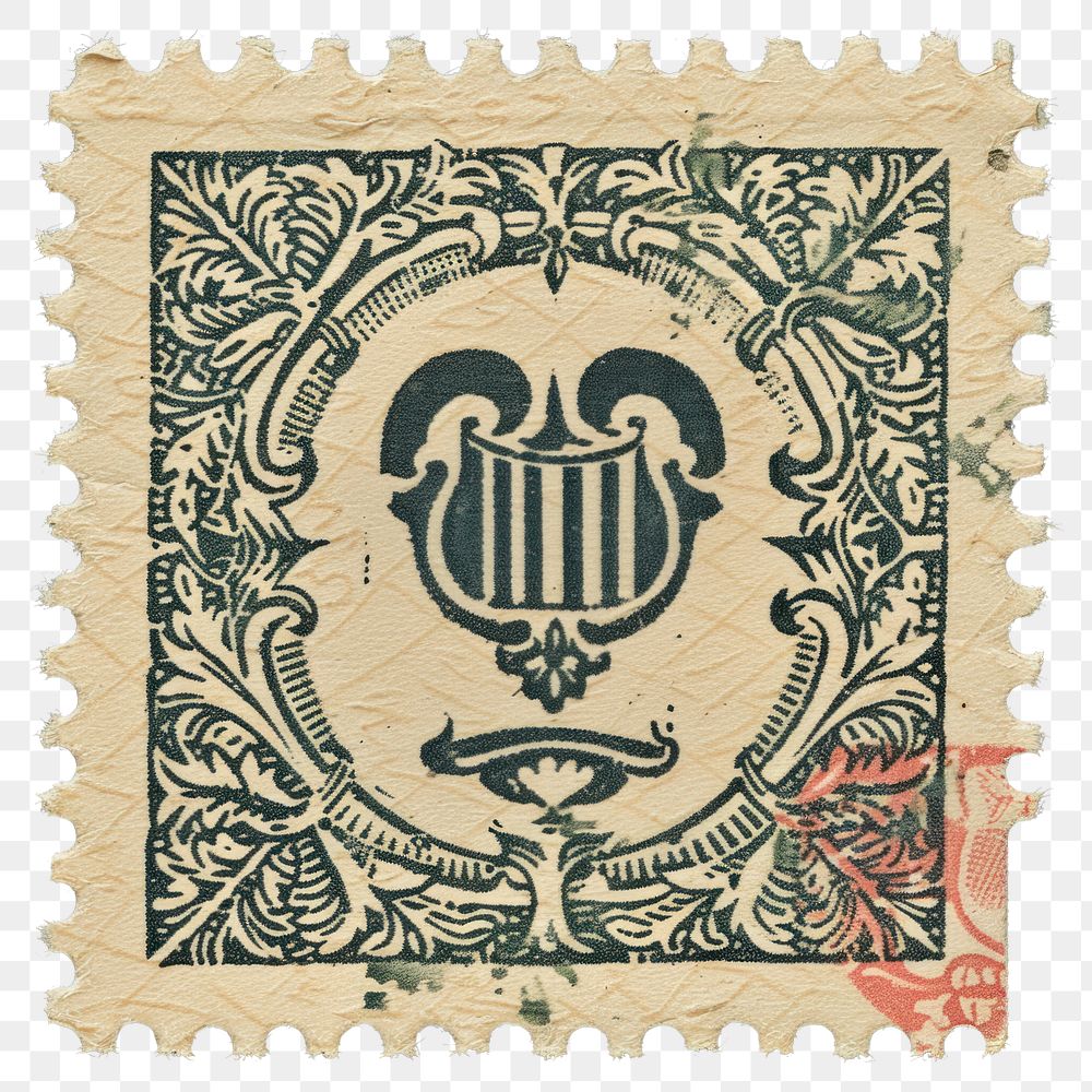 PNG  Vintage postage stamp paper art representation.