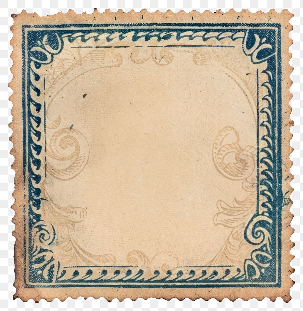 PNG  Vintage postage stamp text art needlework
