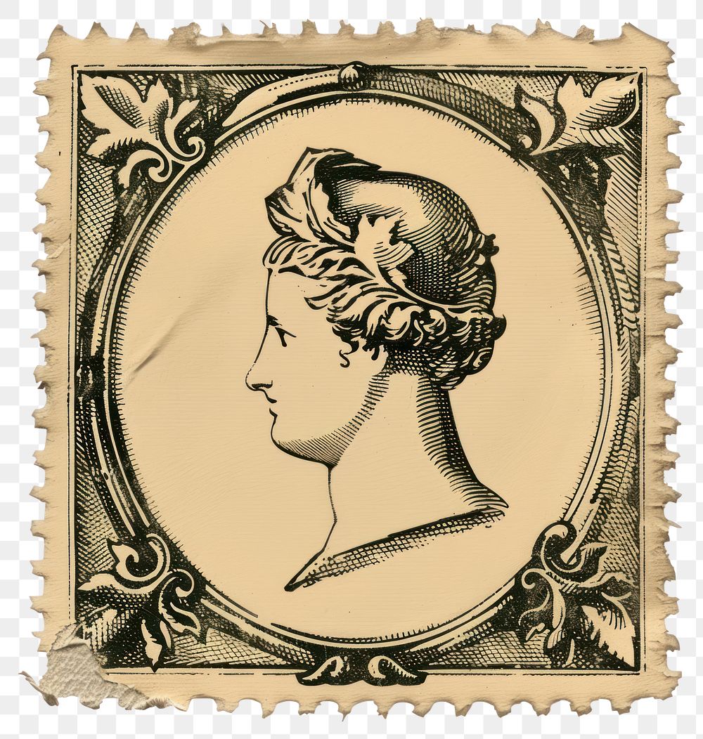 PNG  Vintage postage stamp paper art representation.