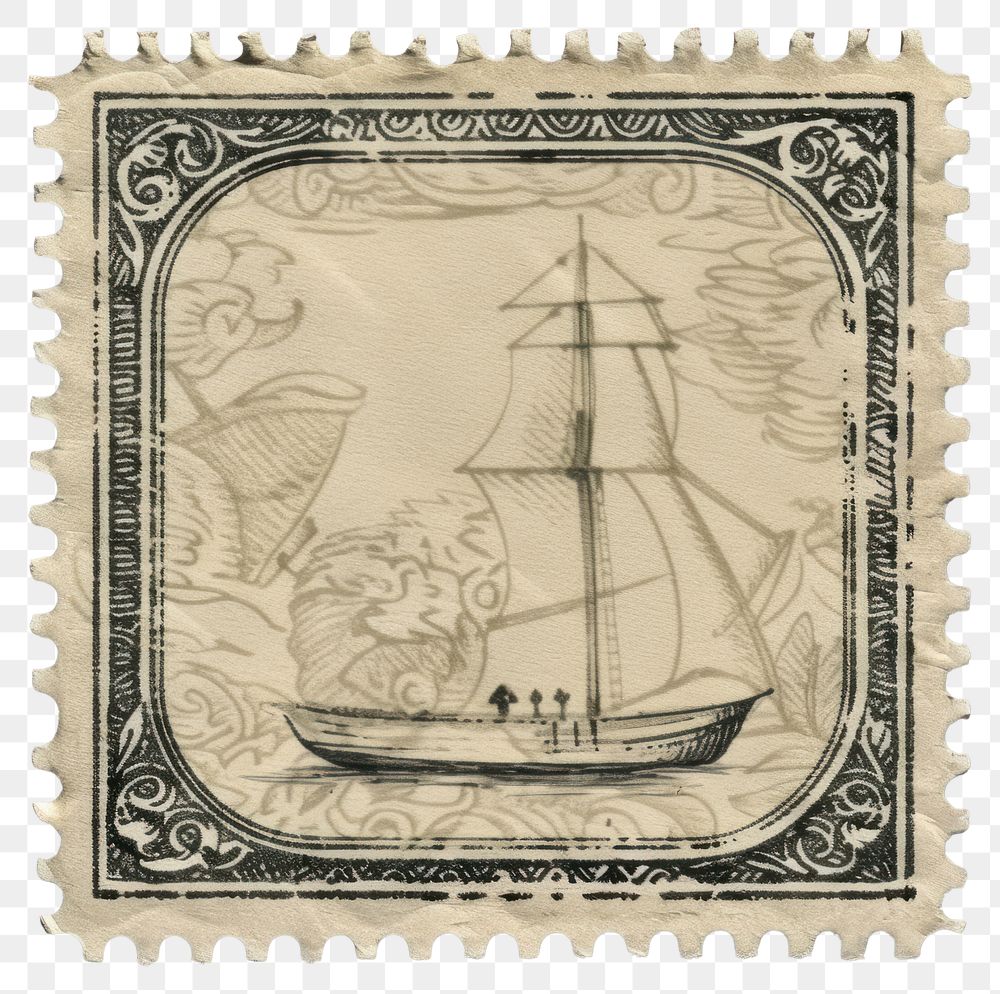 PNG  Vintage postage stamp paper transportation currency.