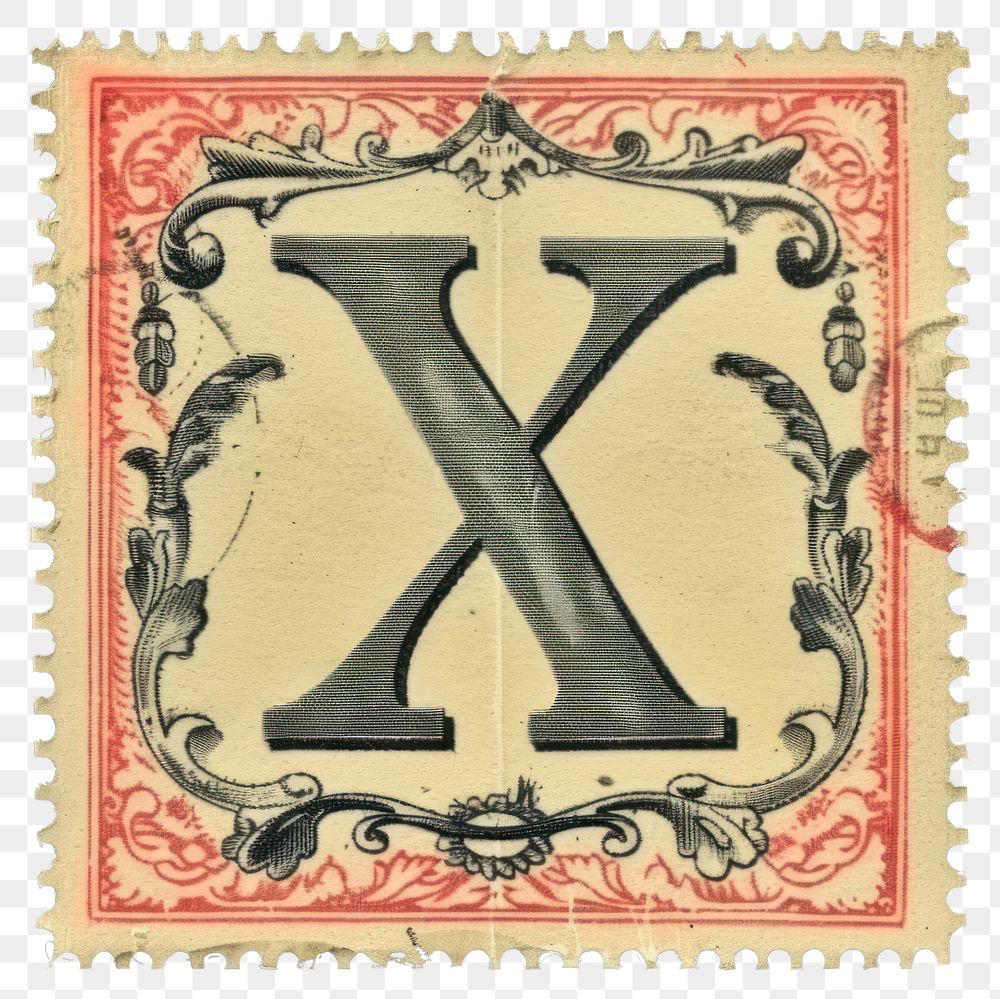 PNG  Stamp with alphabet X letter paper text.