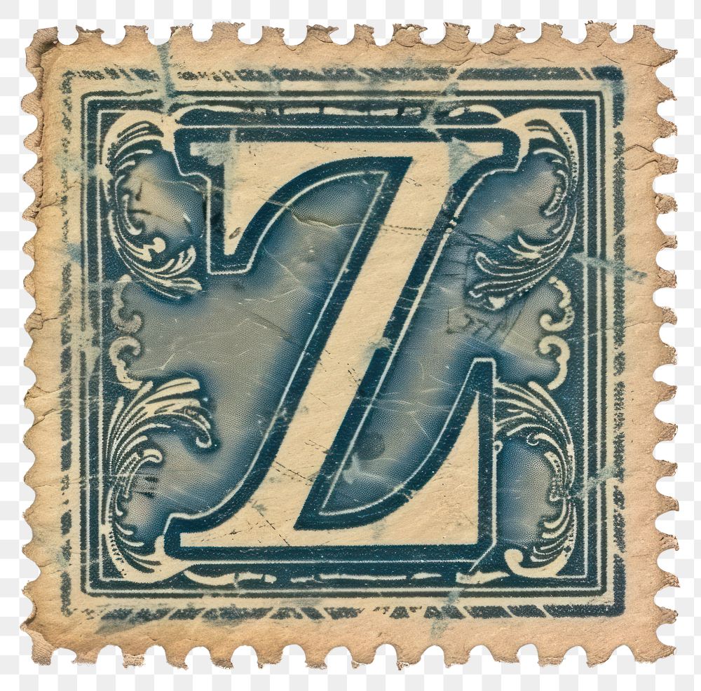 PNG  Stamp with alphabet Z font text blue.