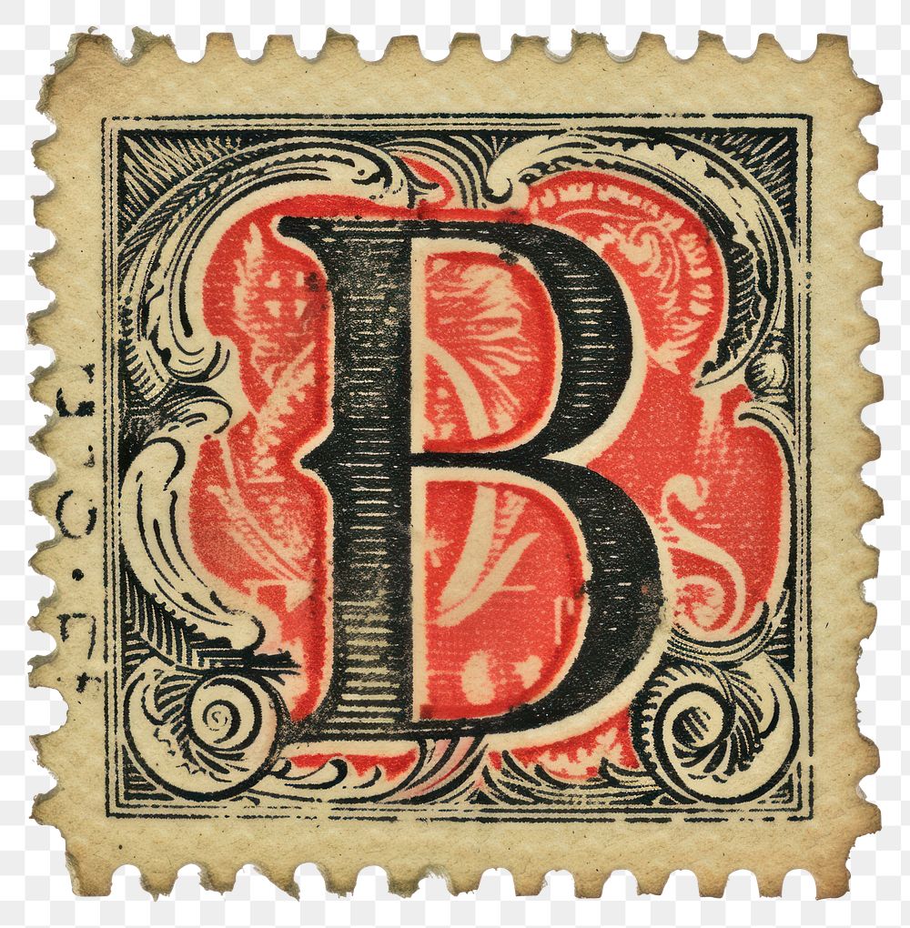 PNG  Stamp with alphabet B font needlework pattern.