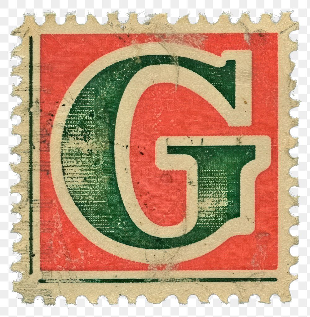 PNG  Stamp with alphabet G number font text.