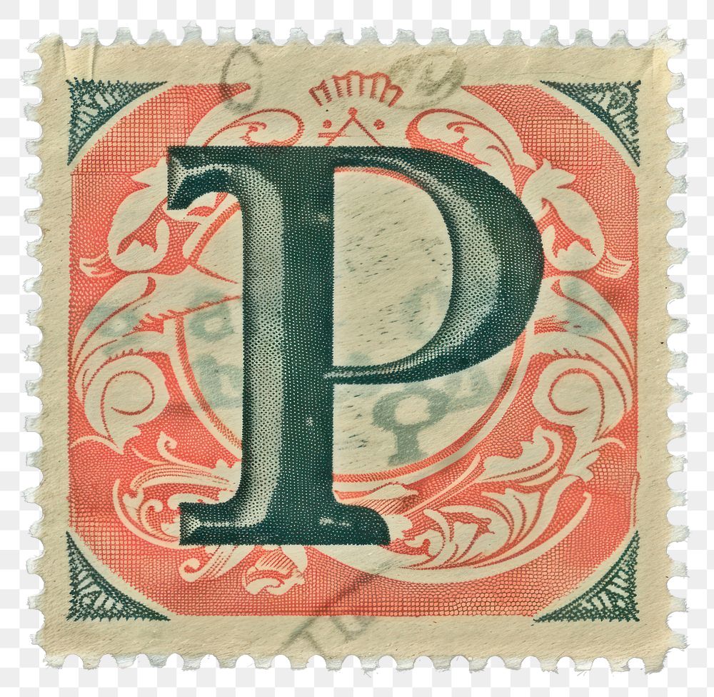 PNG  Stamp with alphabet P font text banknote.