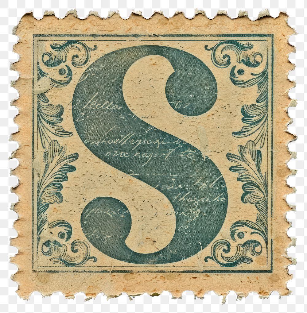 PNG  Stamp with alphabet S text font art.