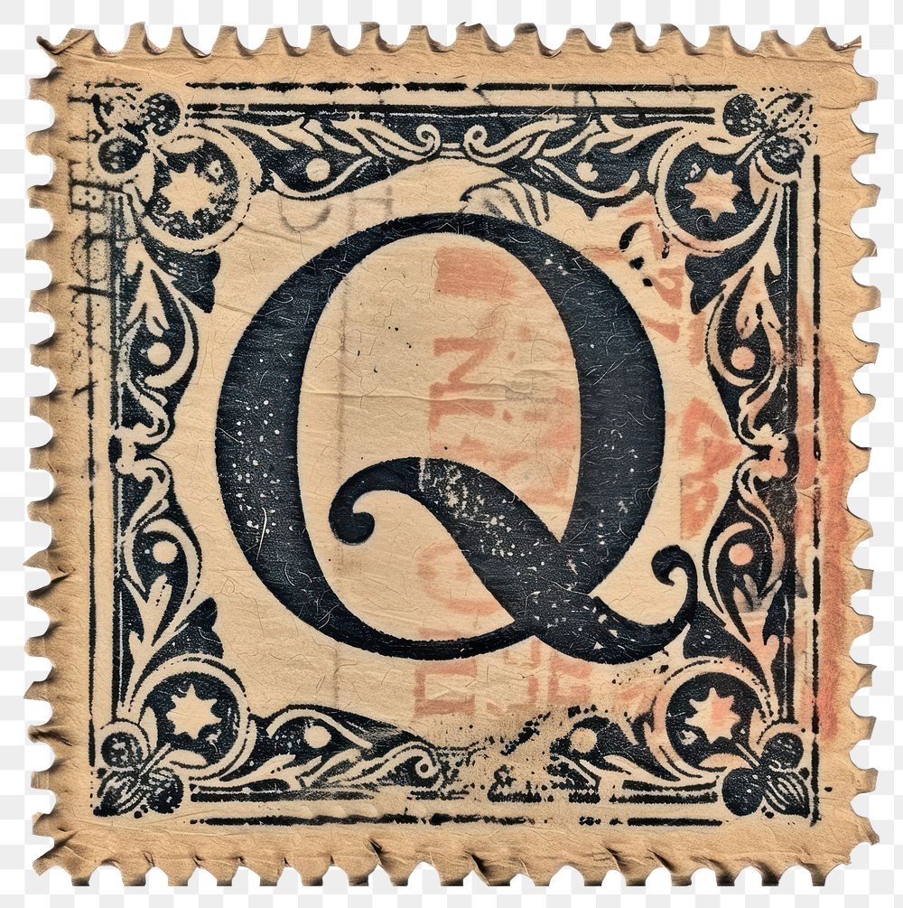 PNG  Stamp with alphabet Q backgrounds paper font.