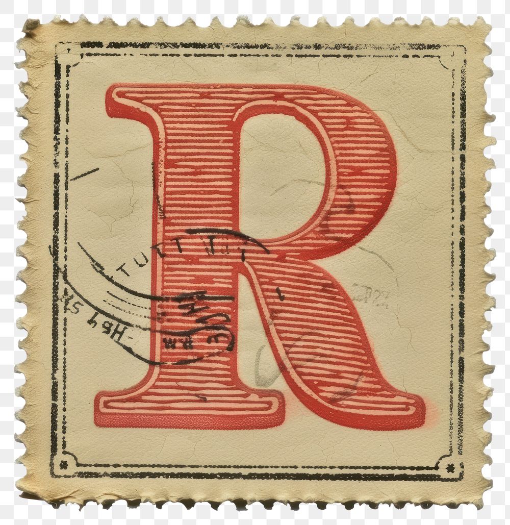 PNG  Stamp with alphabet R backgrounds paper font