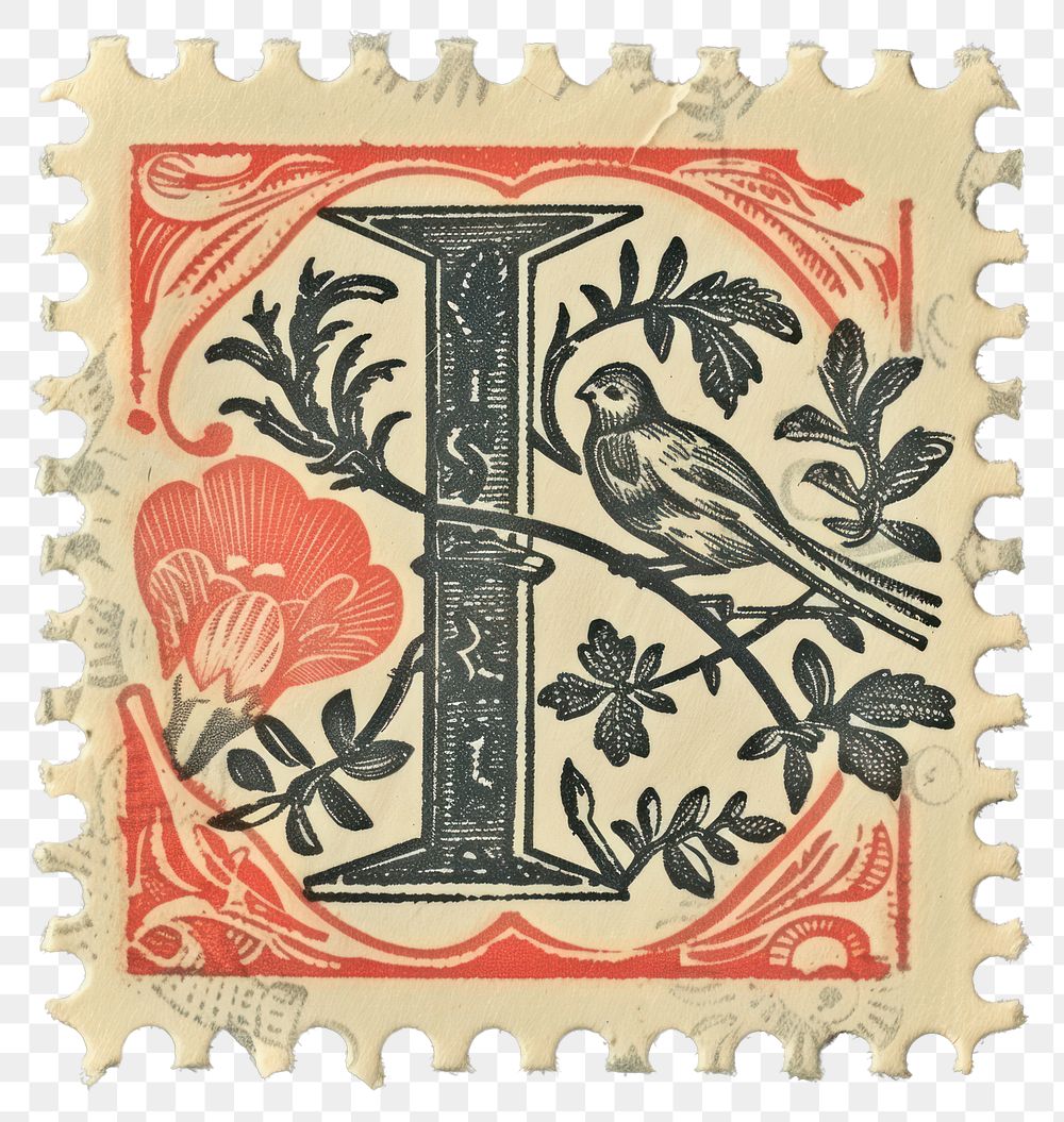 PNG  Stamp with alphabet I pattern font art.