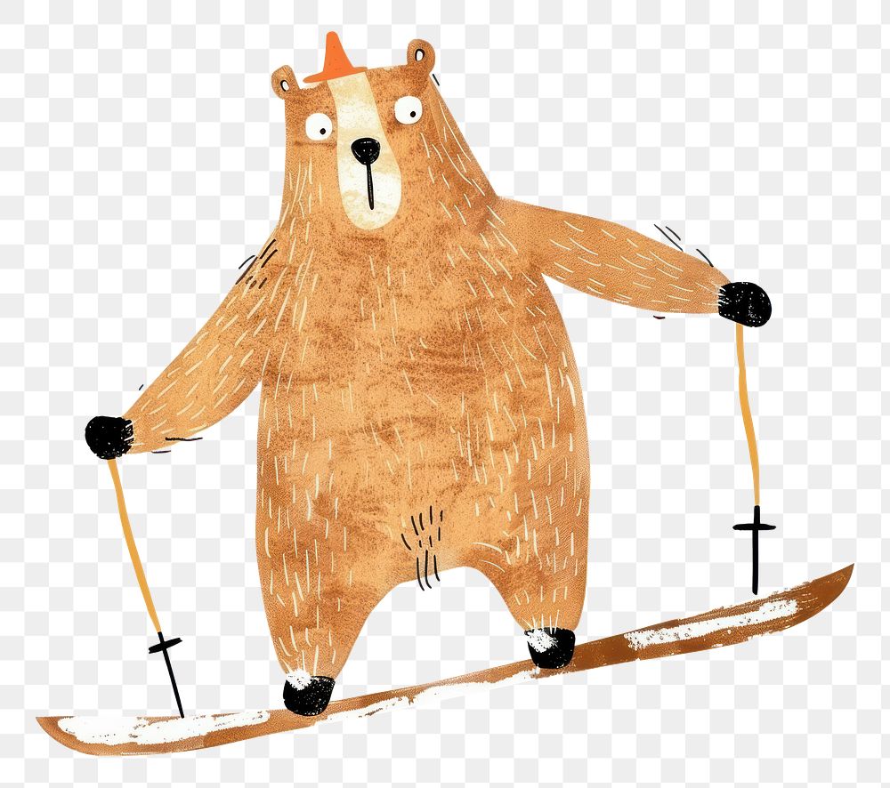 PNG A bear with skis mammal animal nature.