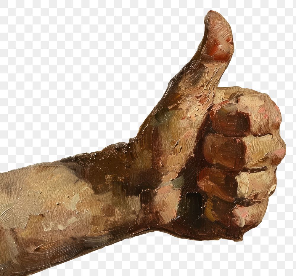 PNG Close up on pale thumbs up painting finger hand.