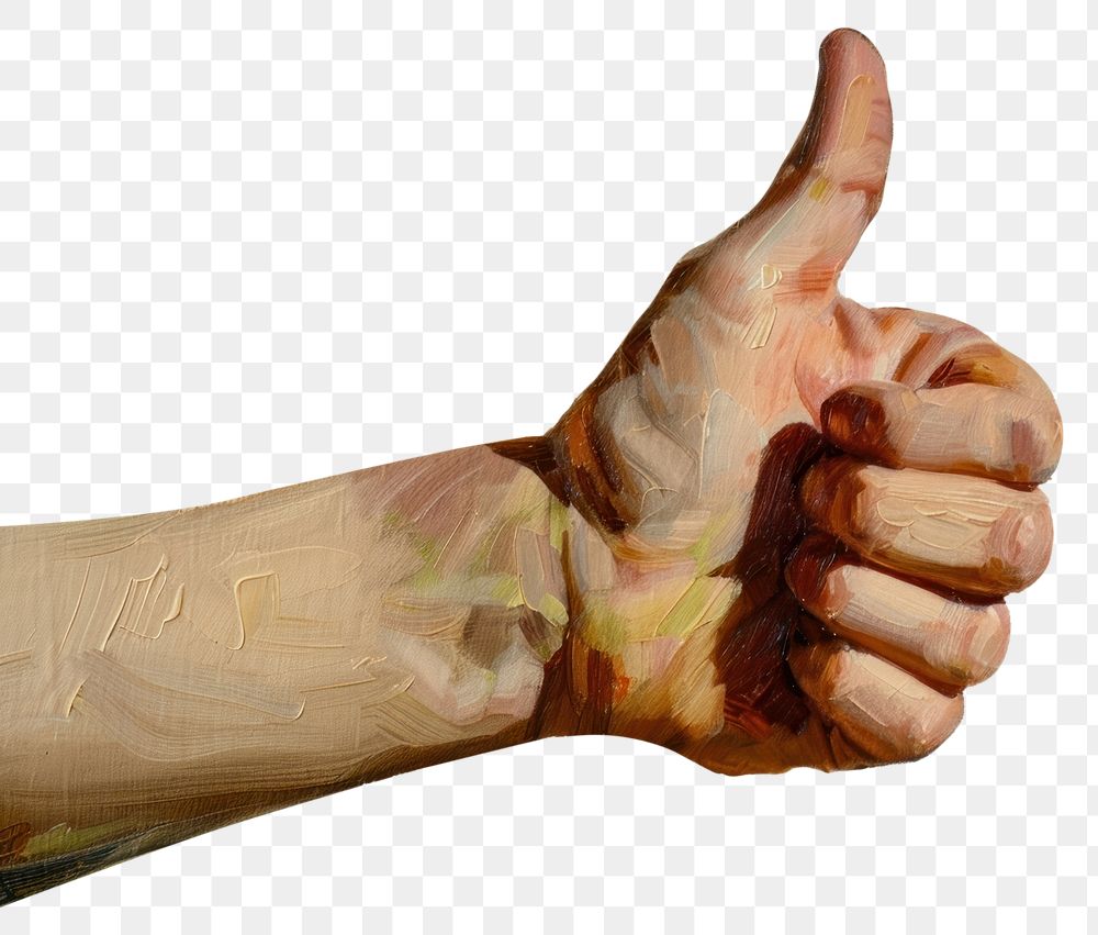 PNG Close up on pale thumbs up finger hand gesturing.