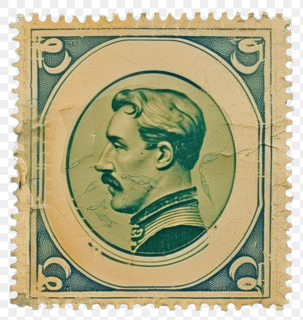 PNG  Vintage postage stamp art currency history.