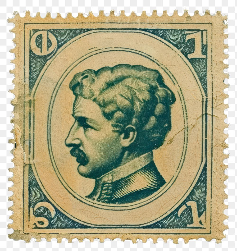 PNG  Vintage postage stamp representation currency history.