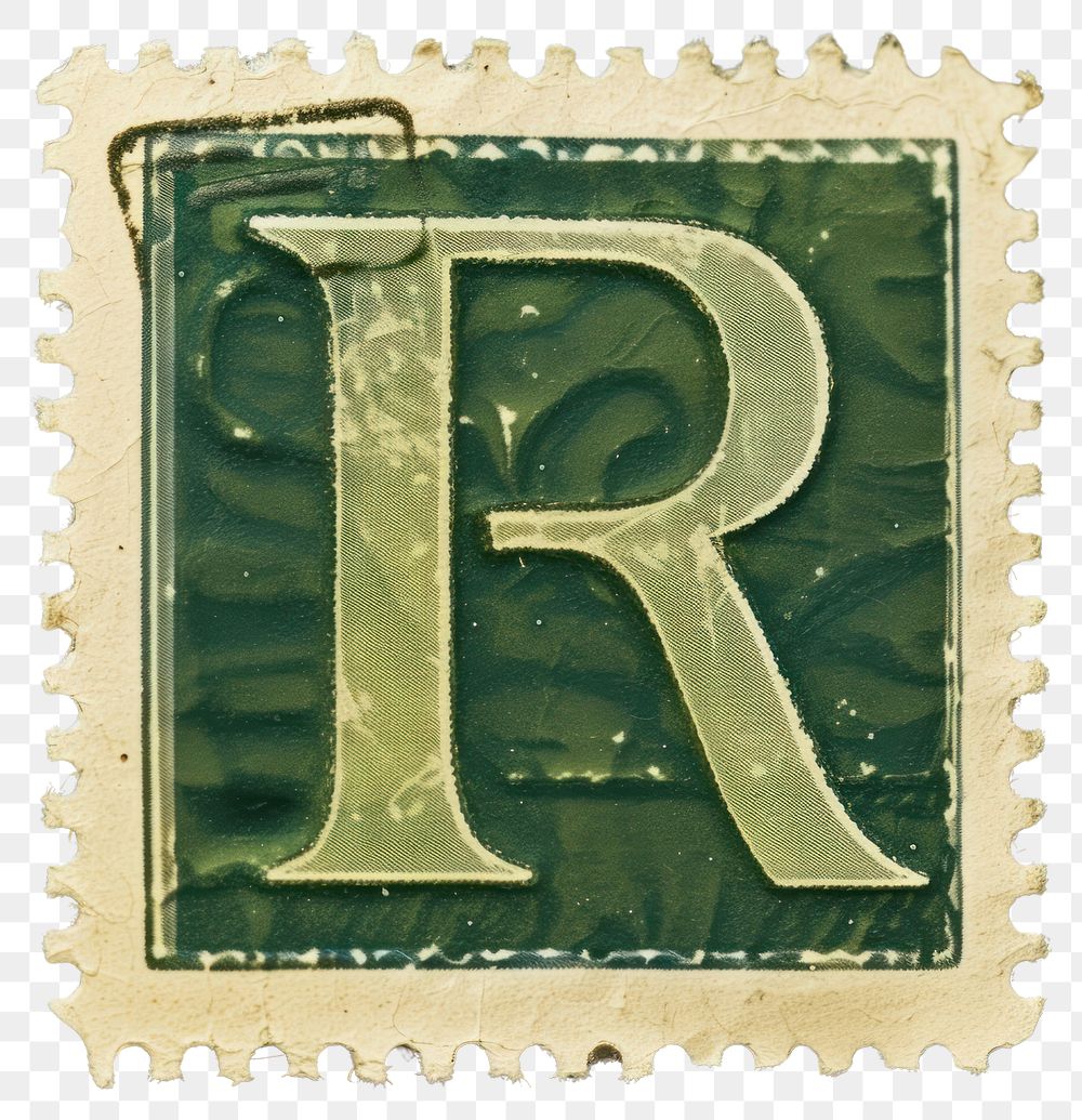 PNG  Stamp with alphabet R number text font.
