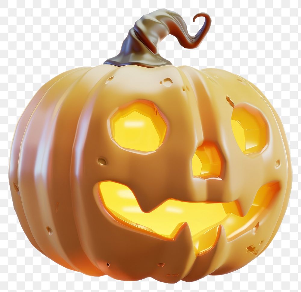 PNG 3D Illustration of glowing halloween pumpkin vegetable clothing festival.