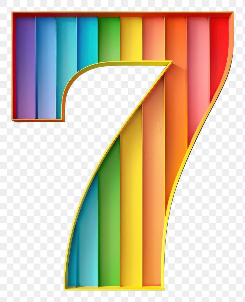 PNG Rainbow with number 7 symbol text.