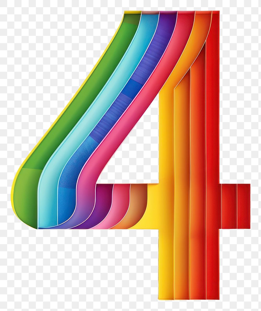 PNG Rainbow with number 4 art symbol text.