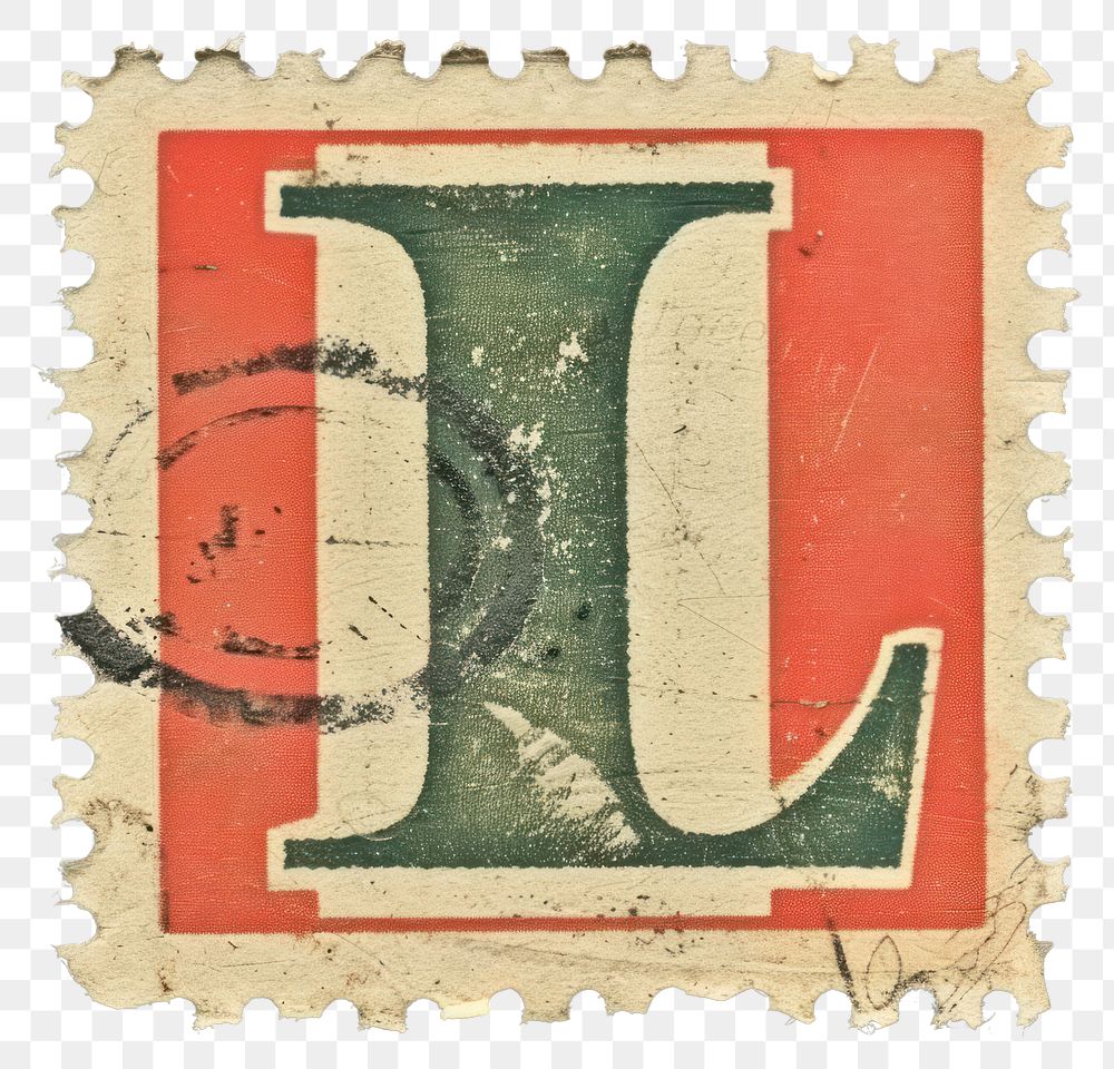 PNG  Stamp with alphabet L font text art.