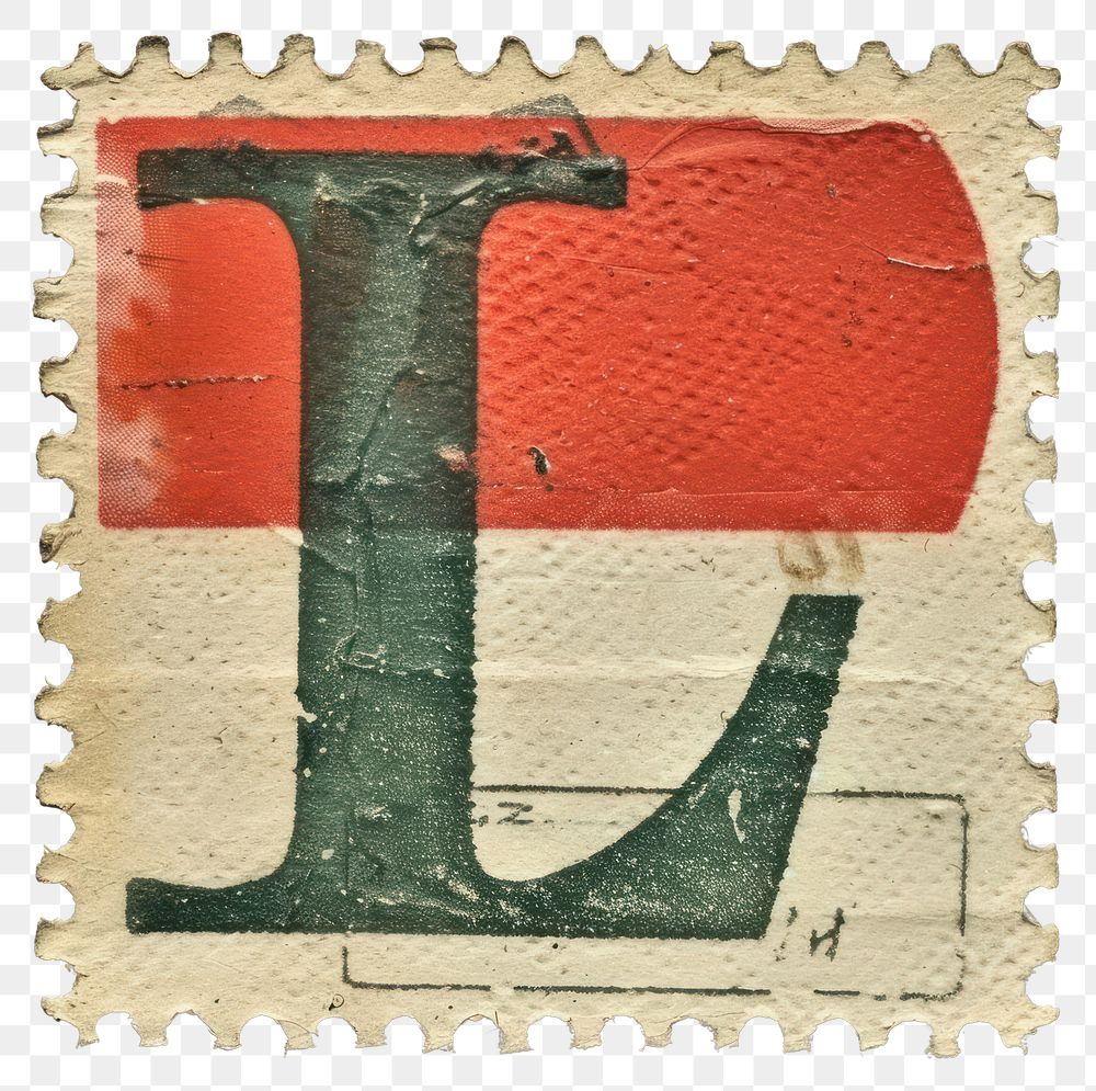 PNG  Stamp with alphabet L art textured pattern.