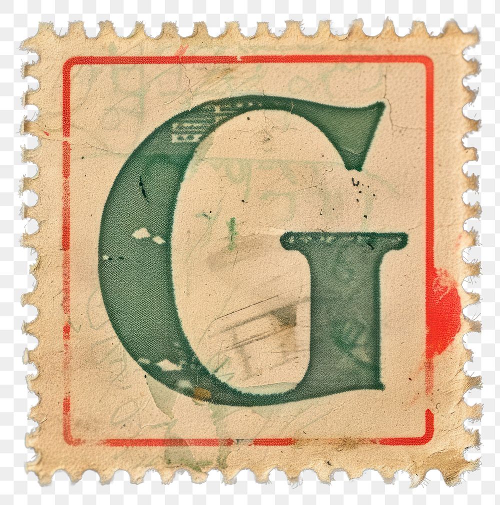 PNG  Stamp with alphabet G text font art.