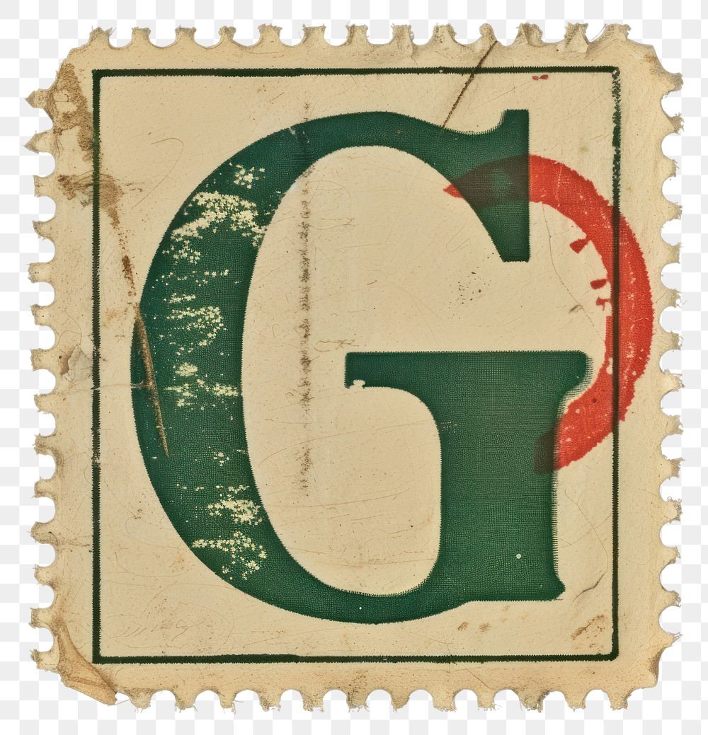 PNG  Stamp with alphabet G number text font.