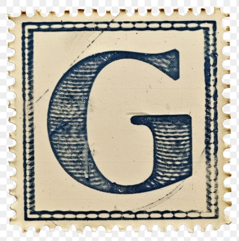 PNG  Stamp with alphabet G number font text.