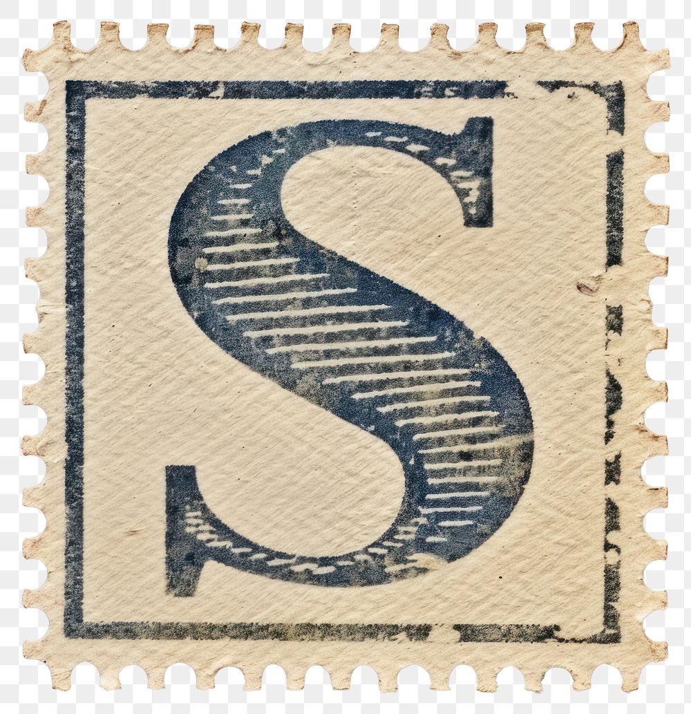 PNG  Stamp with alphabet S number font text.