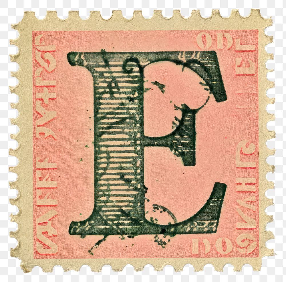 PNG  Stamp with alphabet E number text font.