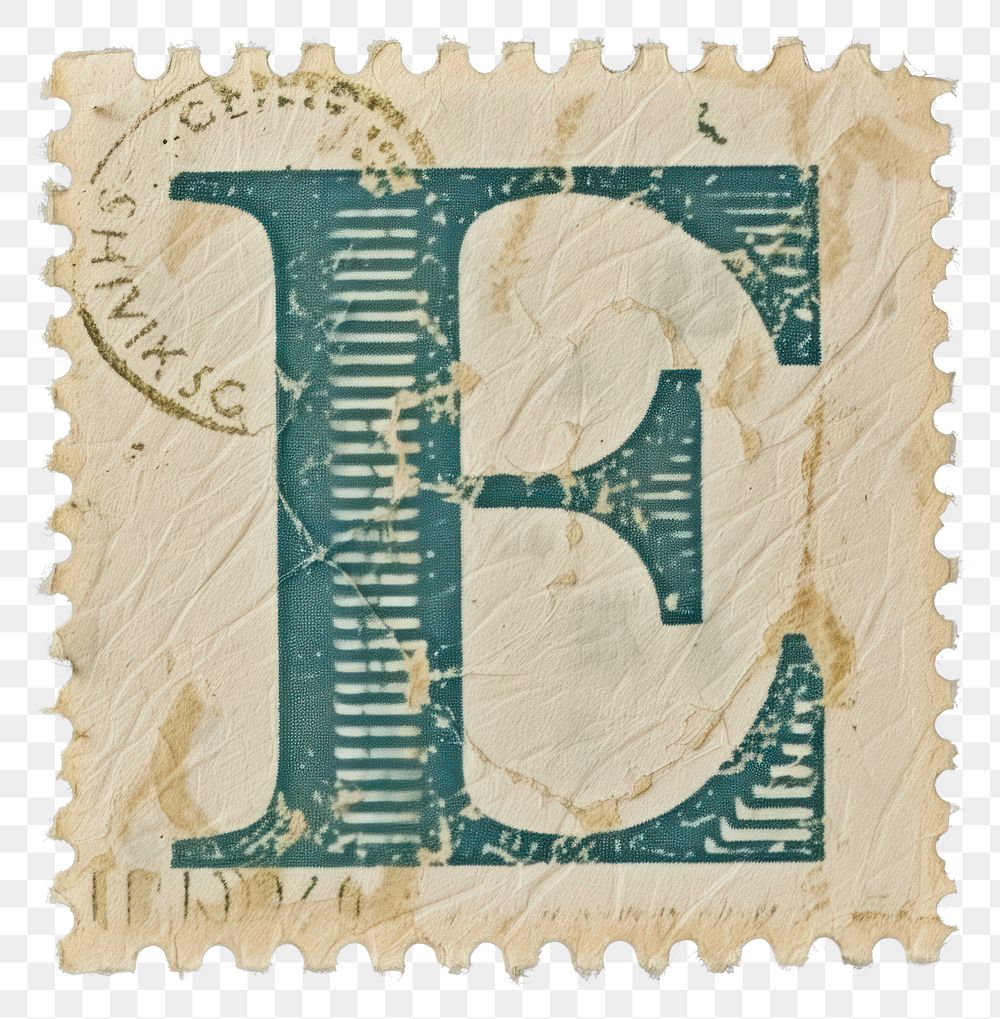 PNG  Stamp with alphabet E font text art.
