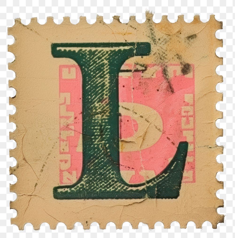 PNG  Stamp with alphabet L text font art.
