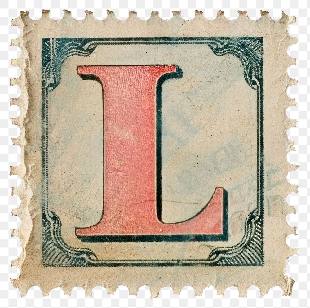 PNG  Stamp with alphabet L text font art.