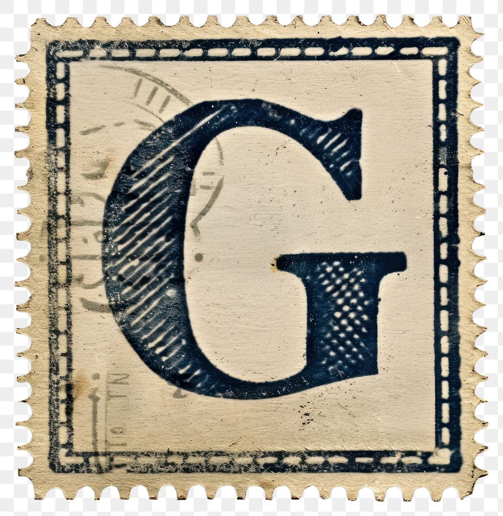 PNG  Stamp with alphabet G number paper font.