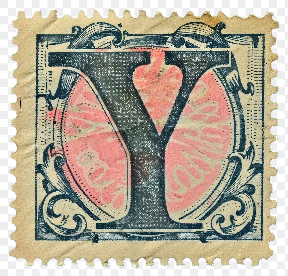 PNG  Stamp with alphabet Y font art currency.