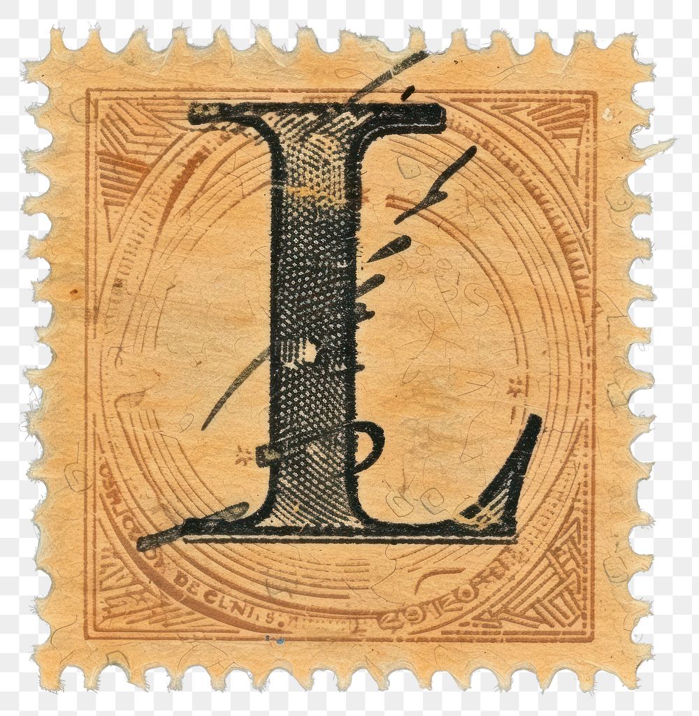 PNG  Stamp with alphabet L paper font art.