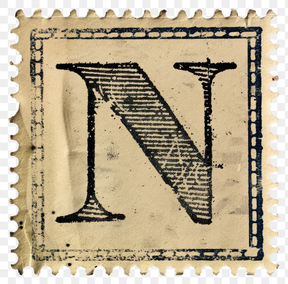 PNG  Stamp with alphabet N number text font.
