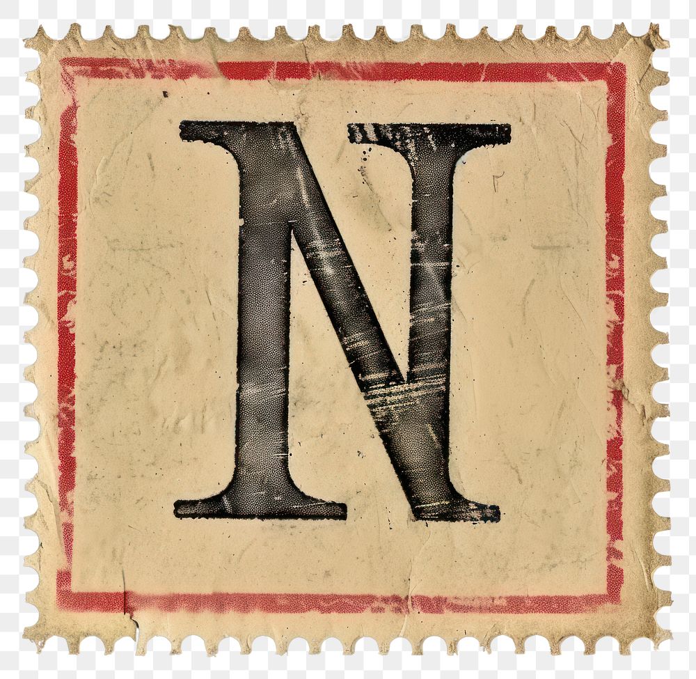 PNG  Stamp with alphabet N number text font.