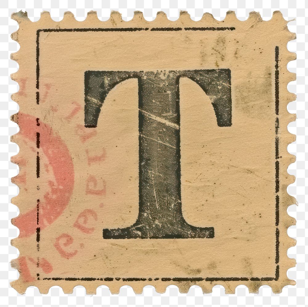 PNG  Stamp with alphabet T letter text font.