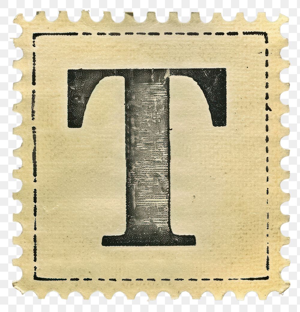 PNG  Stamp with alphabet T letter paper font.