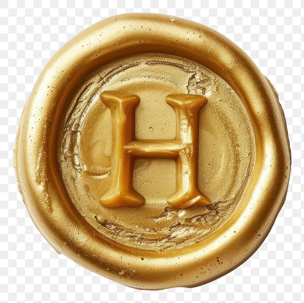 PNG Letter H gold wax seal plate.