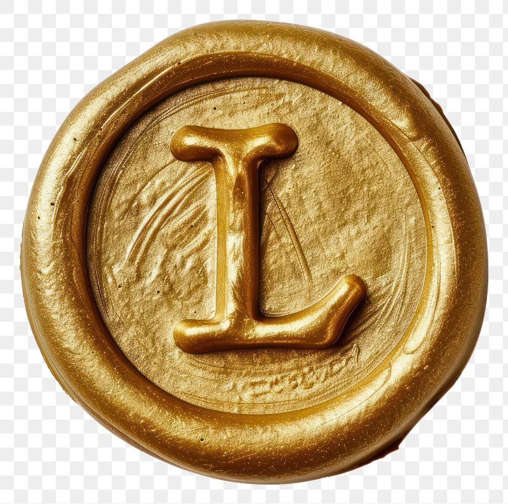 PNG Letter L gold wax seal symbol.