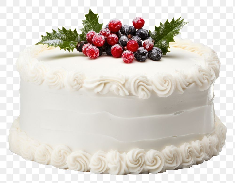 PNG Traditional christmas cake dessert berry icing.