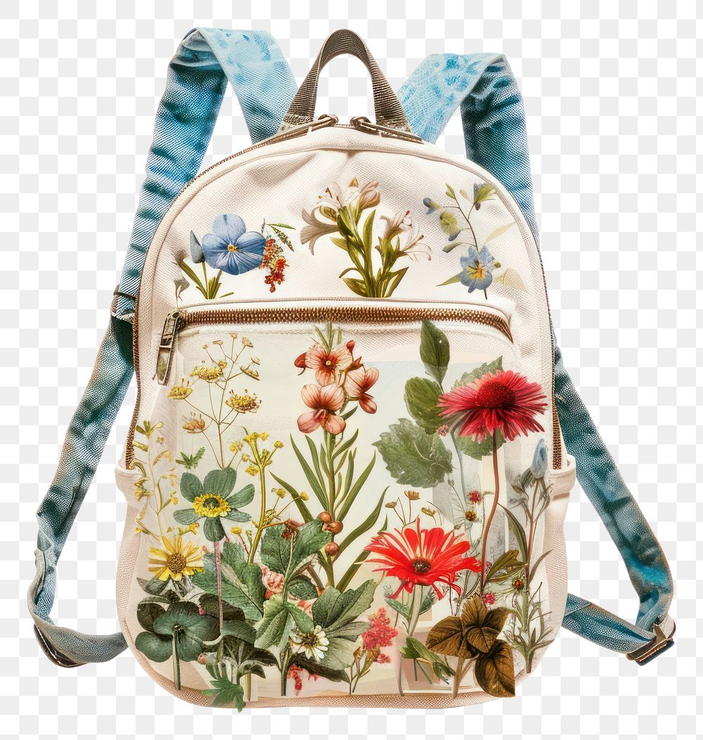 PNG Backpack handbag pattern flower.