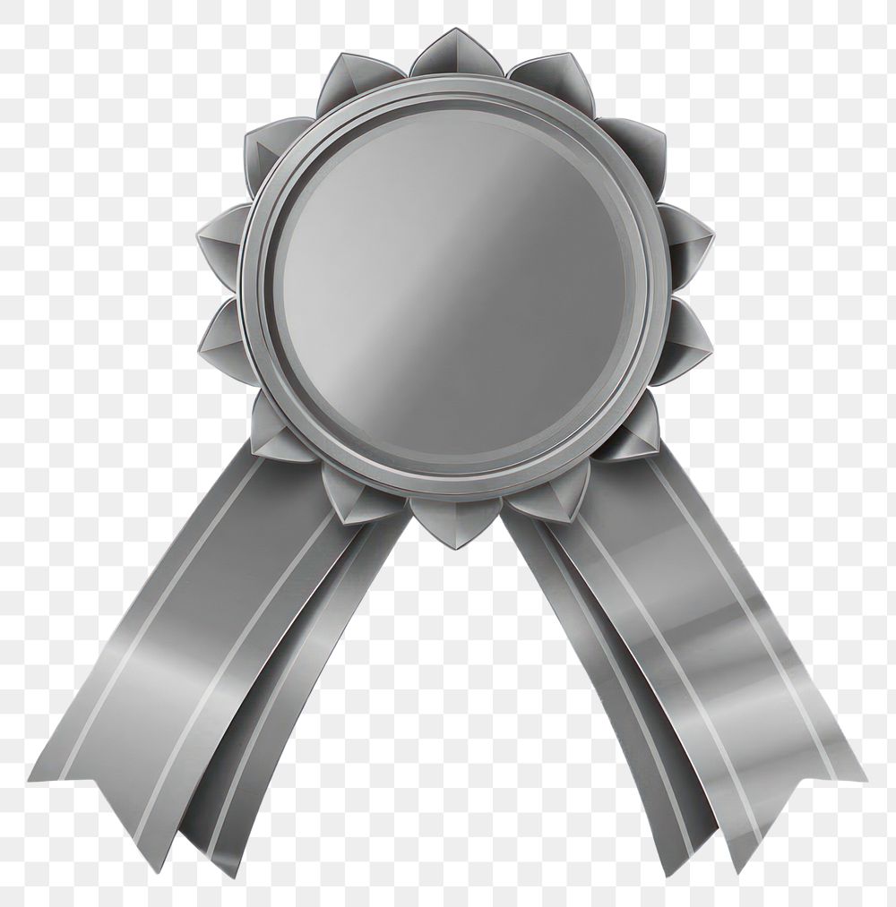 PNG Gradient silver Ribbon award badge icon appliance device mirror.
