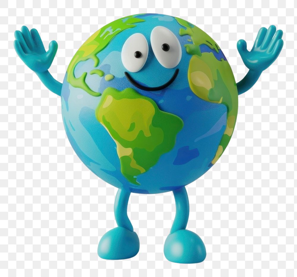 PNG 3d earth character cartoon planet globe.