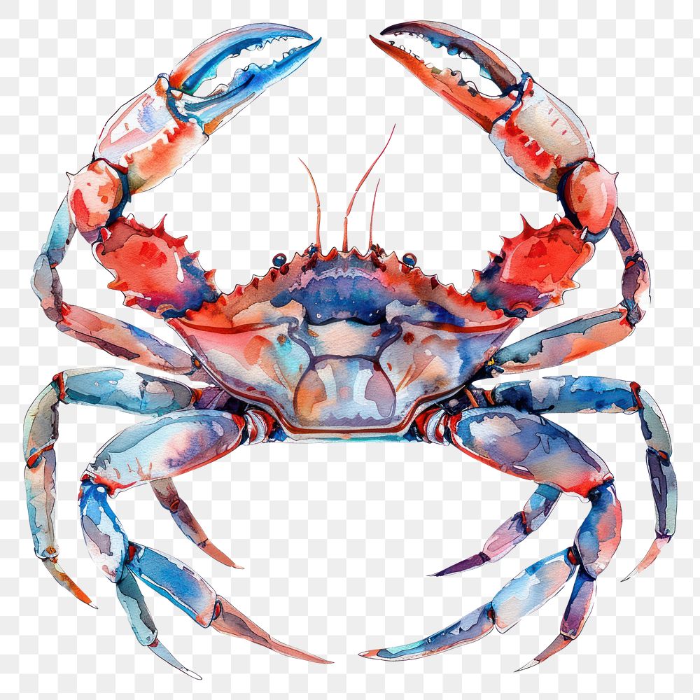 PNG Crab border watercolor lobster seafood animal.