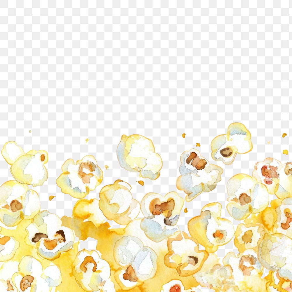 PNG Movie popcorn border watercolor backgrounds abstract pattern.